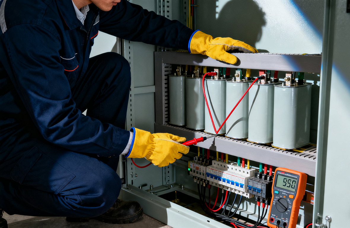 Existe uma maneira não invasiva de monitorar a integridade interna dos capacitores de potência, como sua resistência em série equivalente (ESR)?