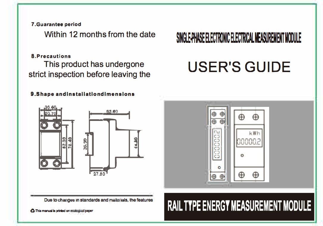 GY2PLCD Single Phase 2P LCD Electronic Energy Meter